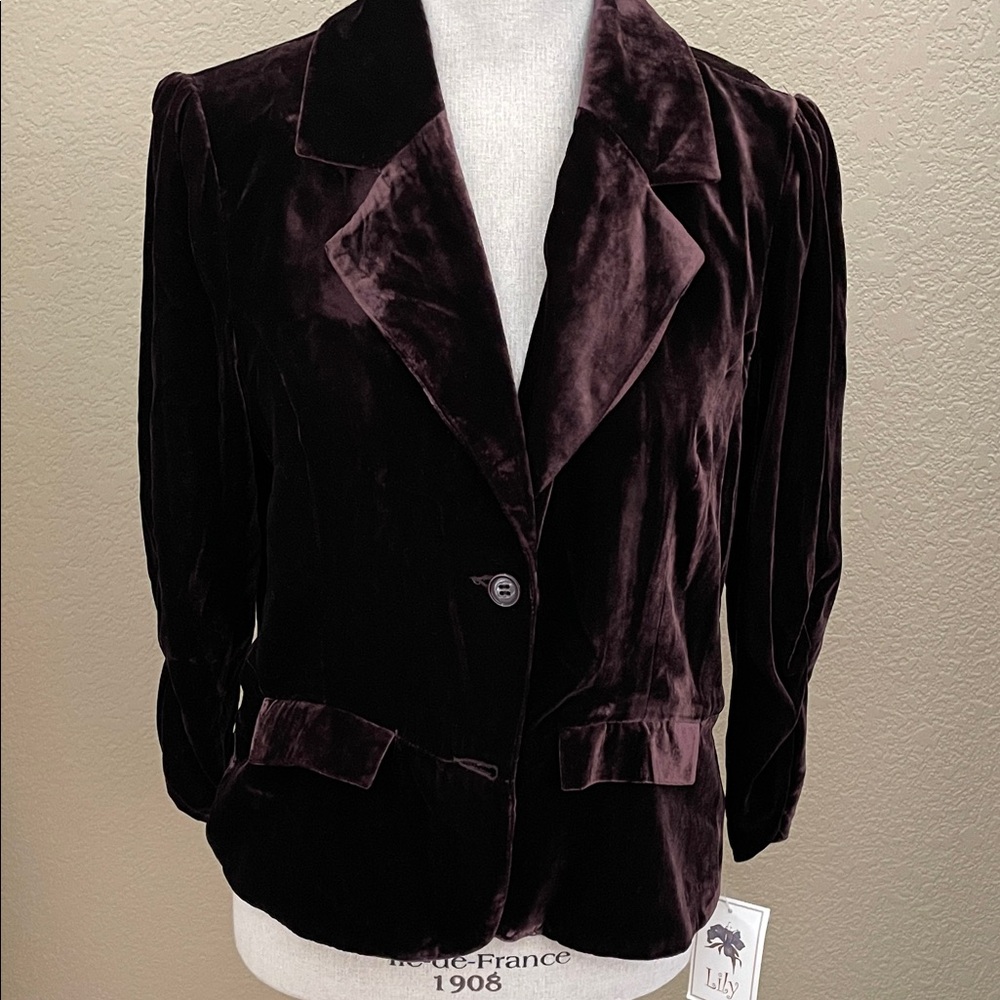 Lily Deep Brown Velvet Women's Blazer